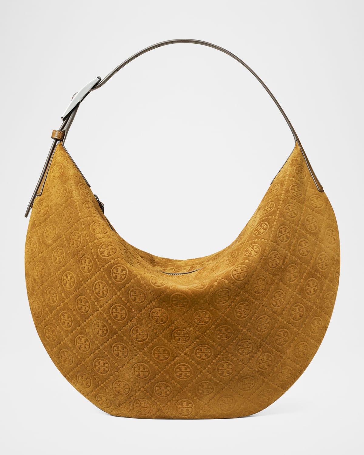 Tory Burch T Monogram Suede Balloon Bag In Brown