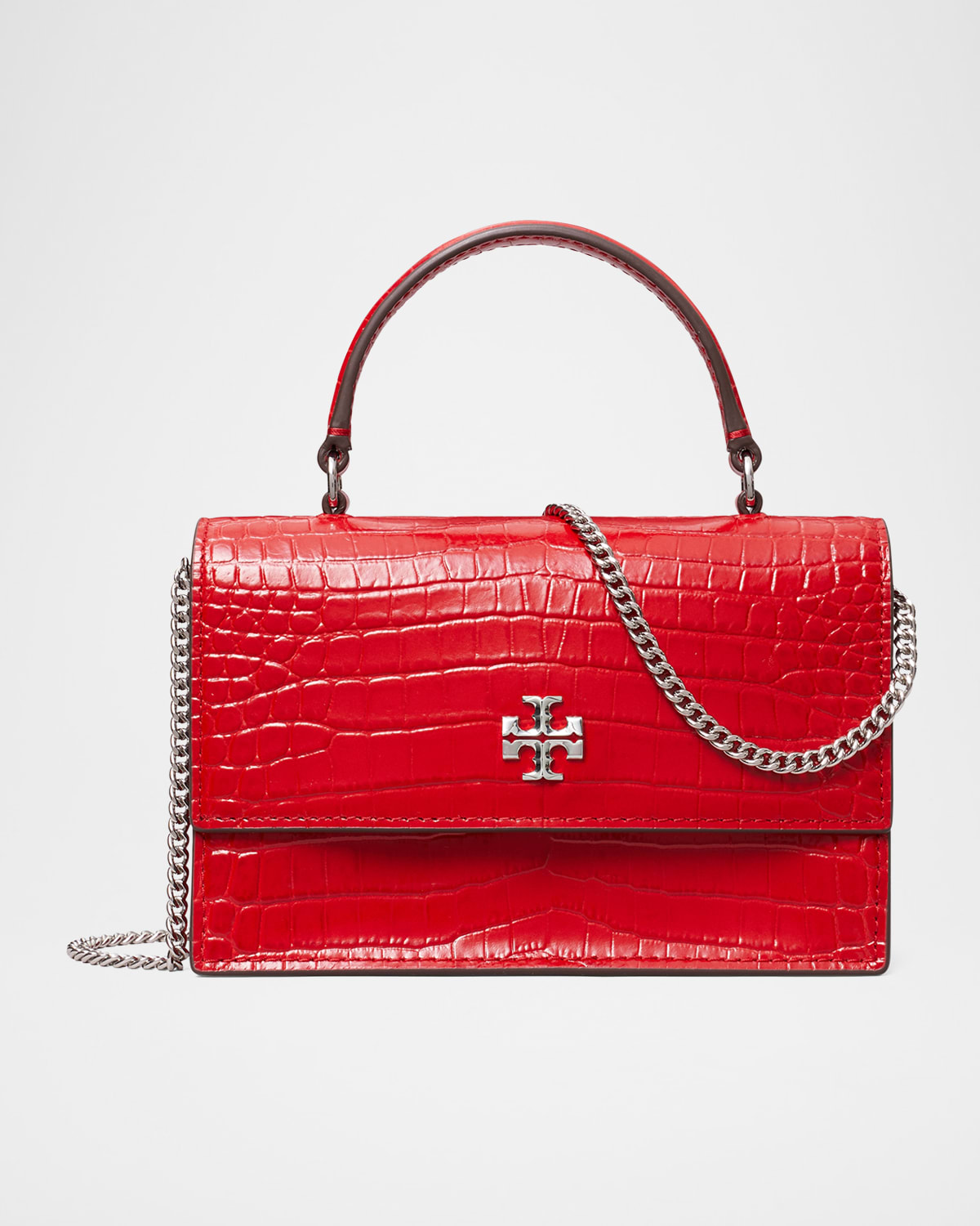 Kira Mini Croc-Embossed Leather Top-Handle Bag