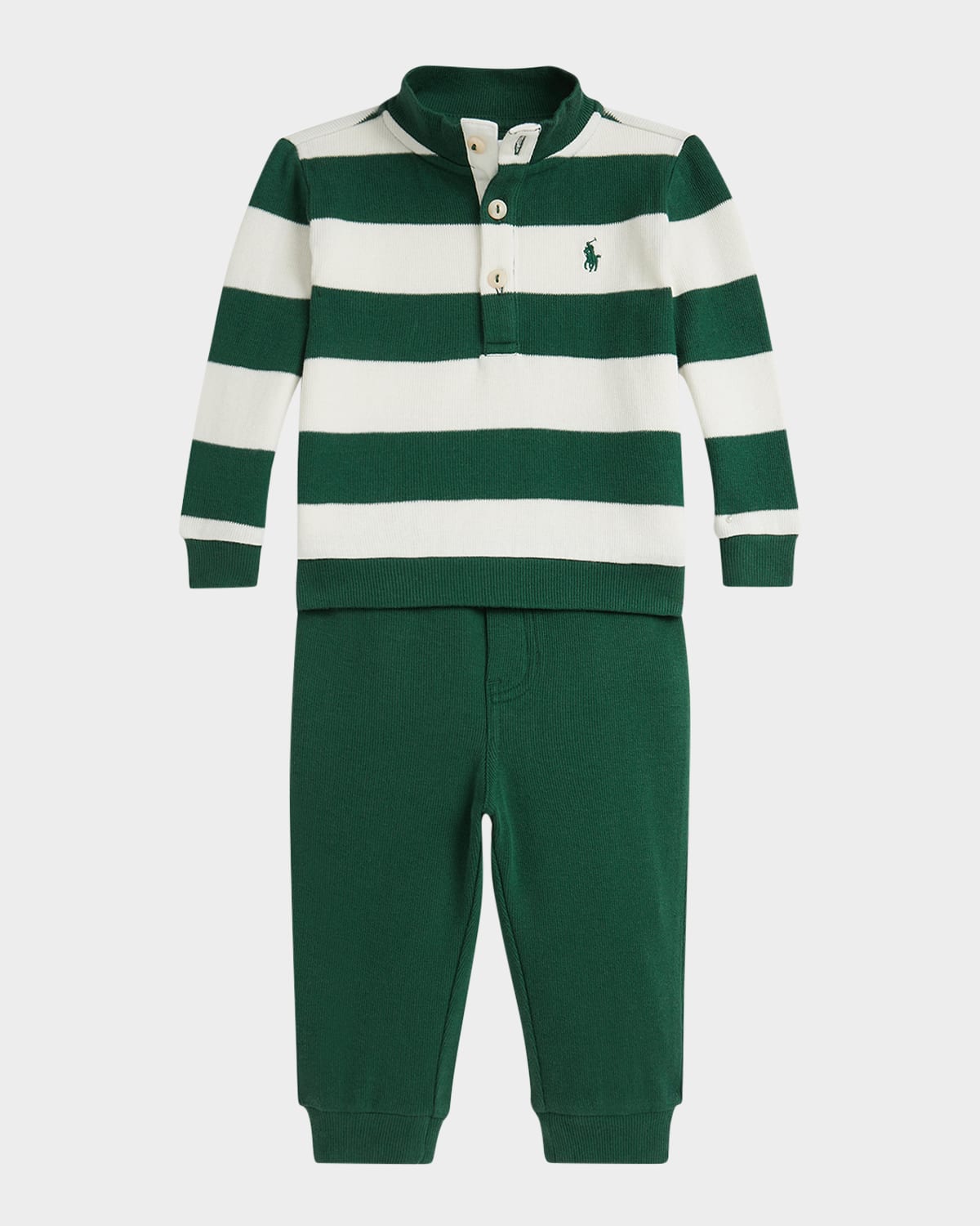 Ralph Lauren Boy's Estate Rib Top & Pants Set In Multi