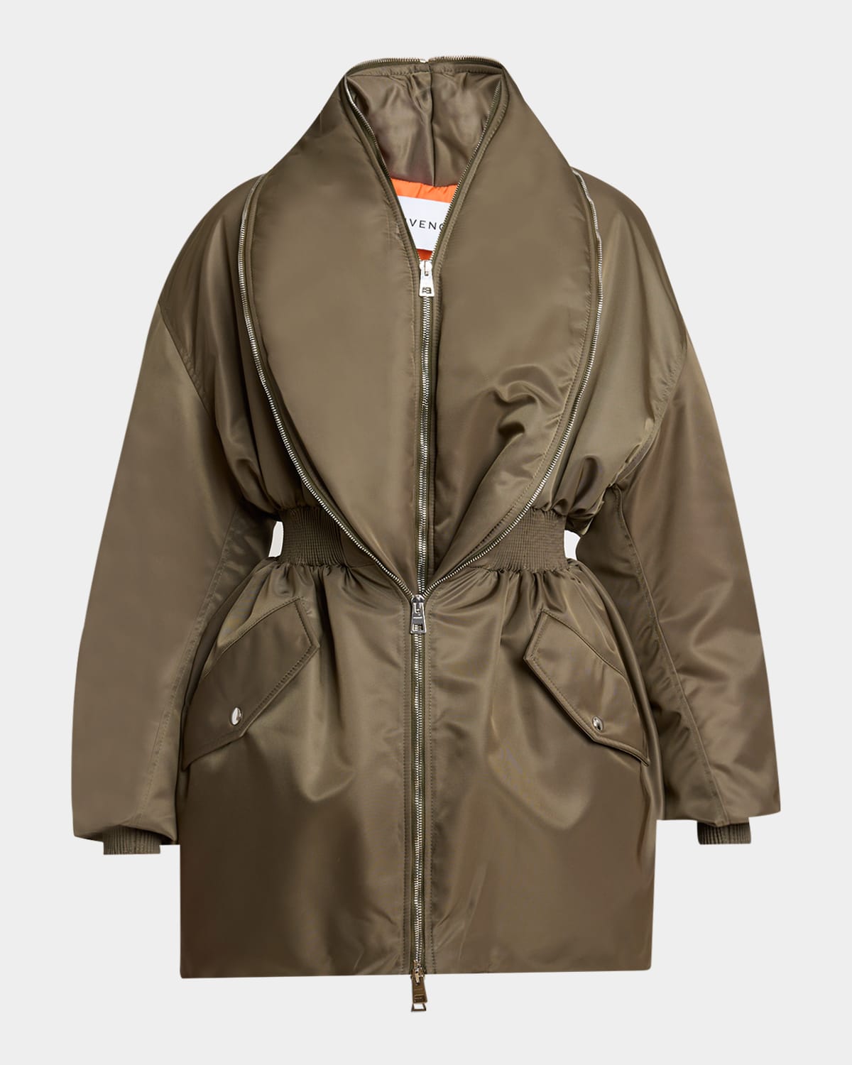 Givenchy Hourglass Bomber With Zipped Shawl Collar In Nylon In Green