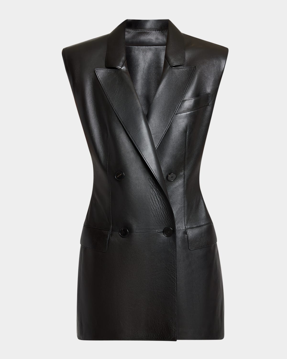 Givenchy Sleeveless Double-breasted Leather Jacket In Black