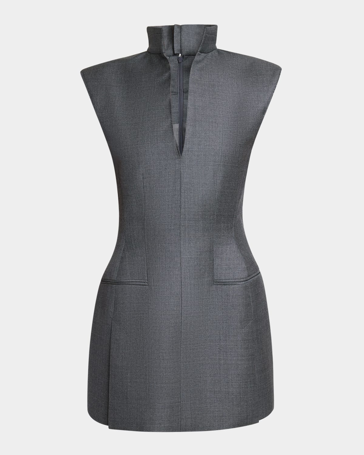 Givenchy Robe Tailleur Sans Manches En Laine In Gray