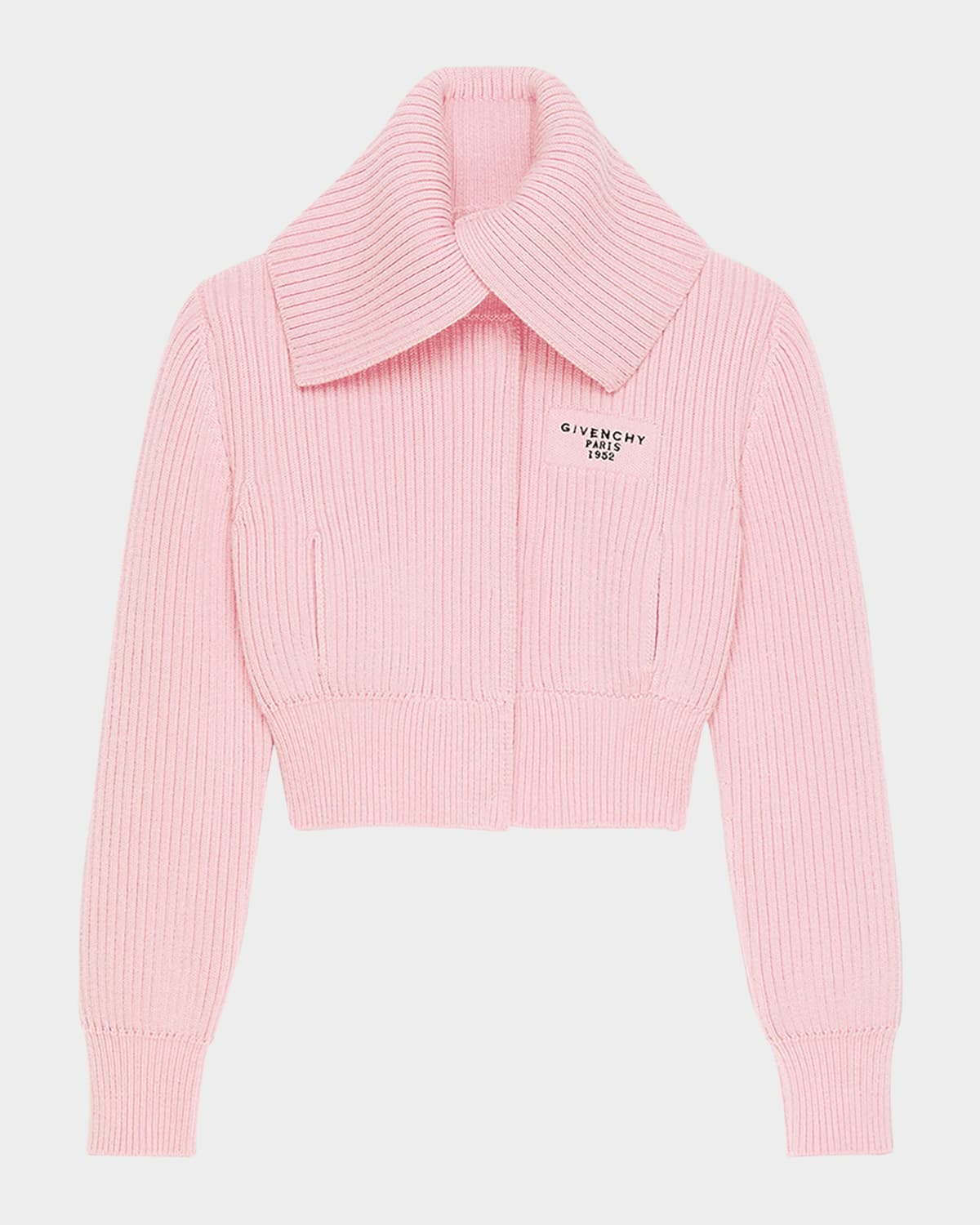 Givenchy Ribbed Oversized Collar Cardigan In Pink