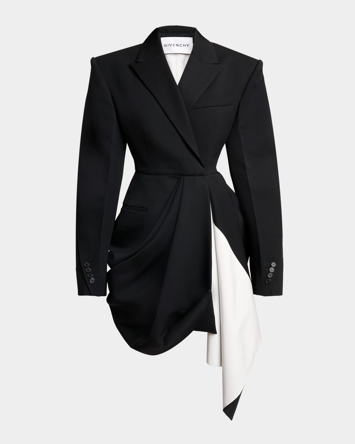 Givenchy Draped Grain De Poudre Double-breasted Jacket In Black