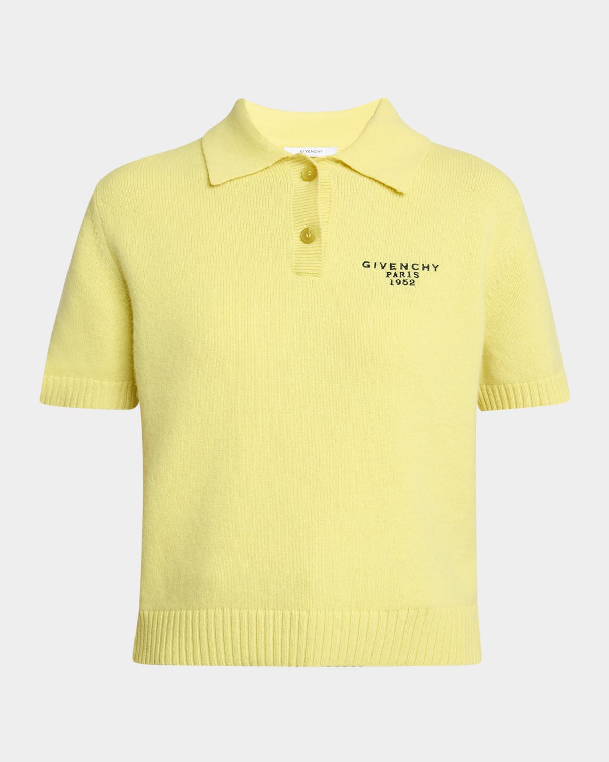 Givenchy Embroidered Short-sleeve Wool-cashmere Polo In Yellow