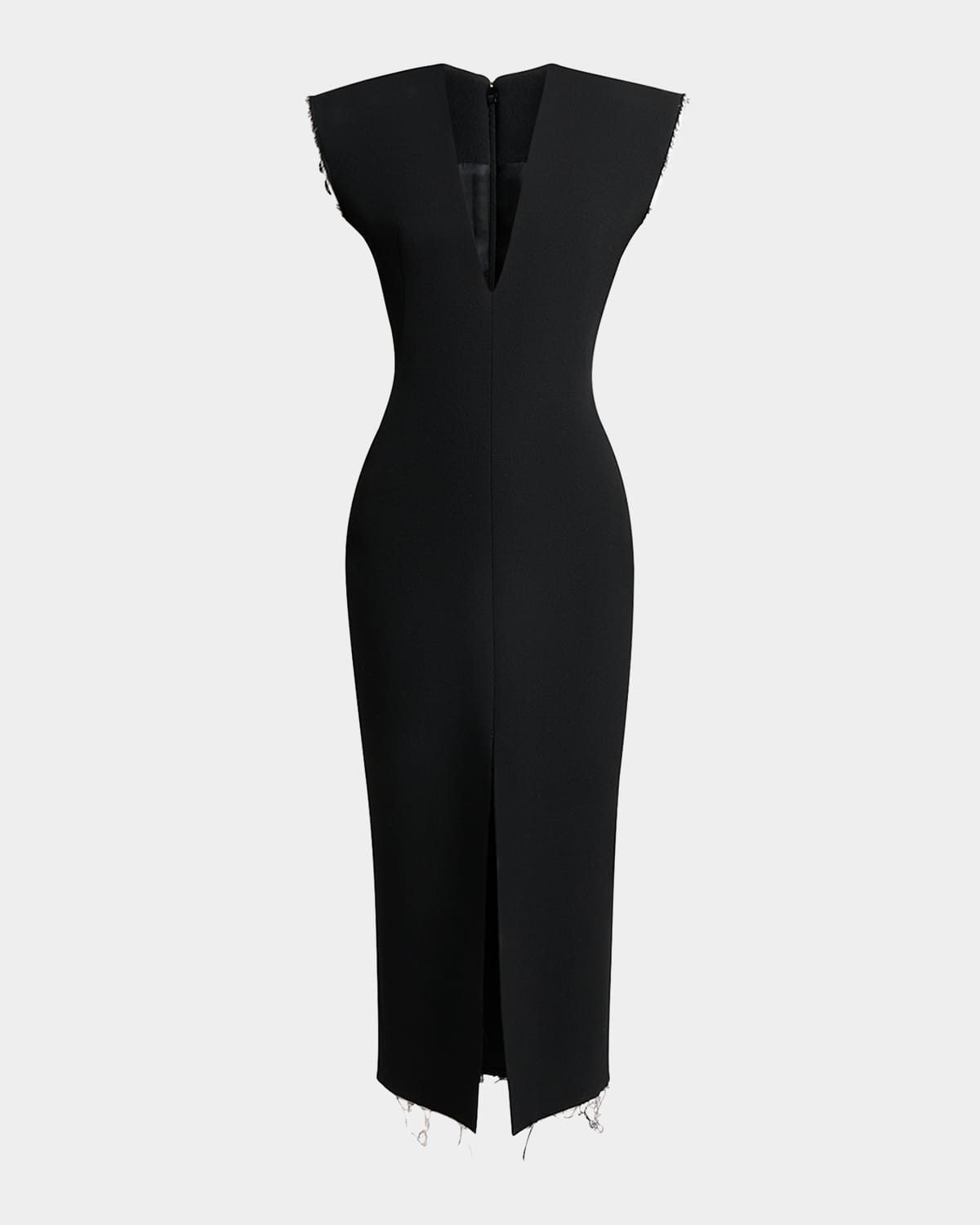 Givenchy Raw-edge Structured Sleeveless Midi Dress In Black
