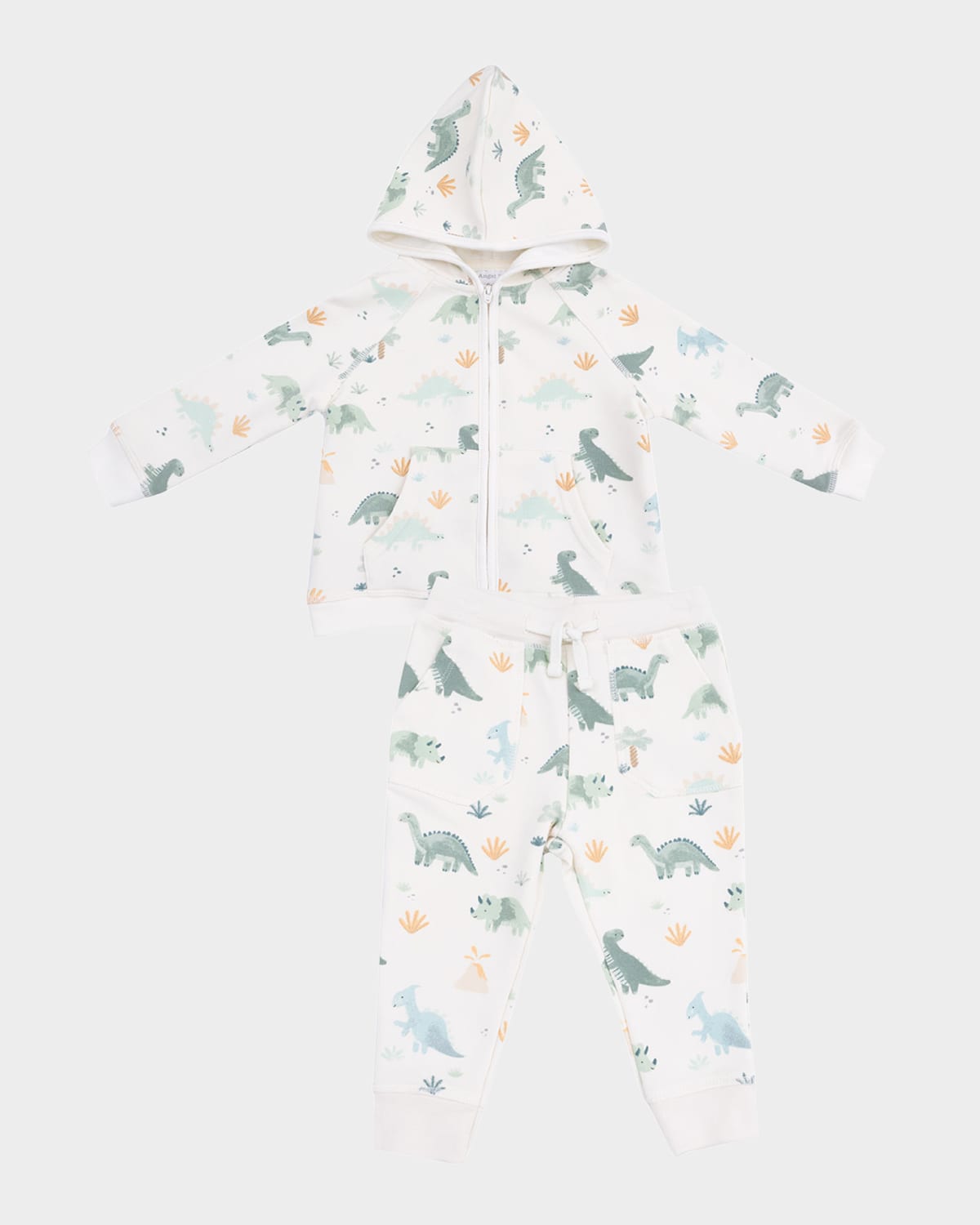 Angel Dear Boy's Dinos Hoodie & Jogger Pants Set In White