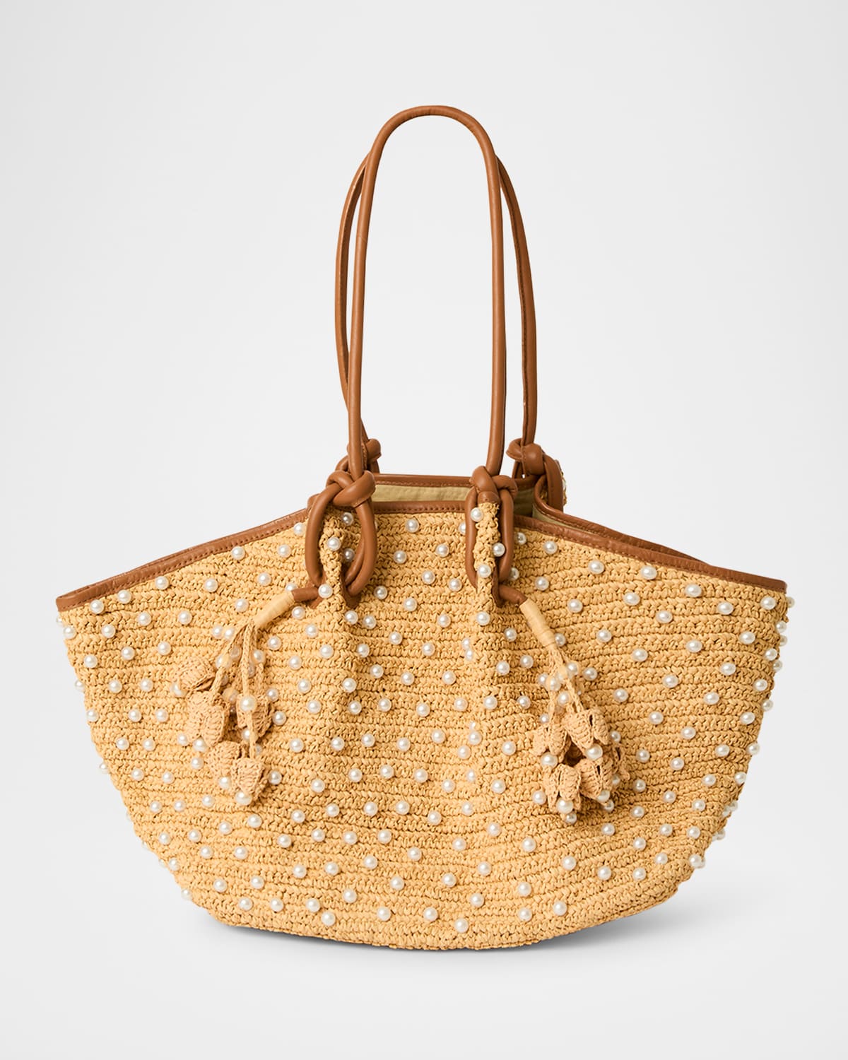 Btb Los Angeles Pia Beaded Paper Straw Tote Bag In Sand