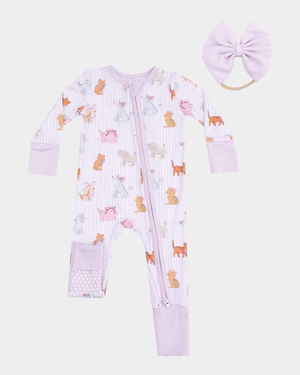 Angel Dear Girl's Fancy Pets Romper & Headband Set In Pink