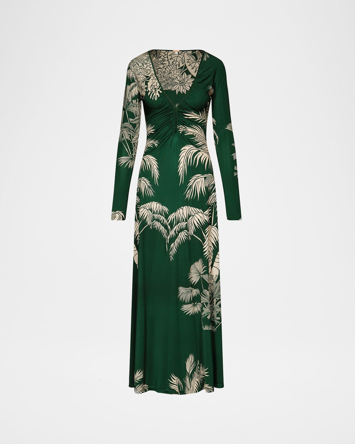 Johanna Ortiz Alma Bordara Gathered Printed Jersey Maxi Dress In Green