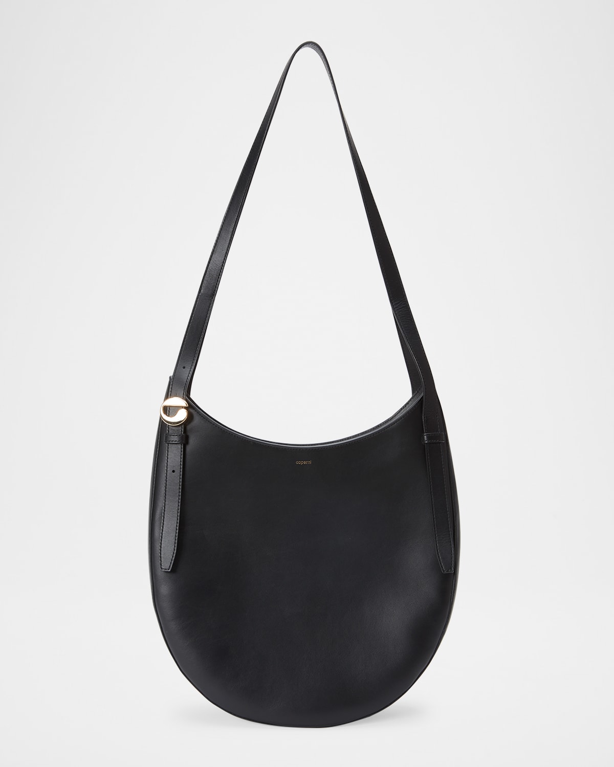 Coperni Crescent Leather Hobo Bag In Black