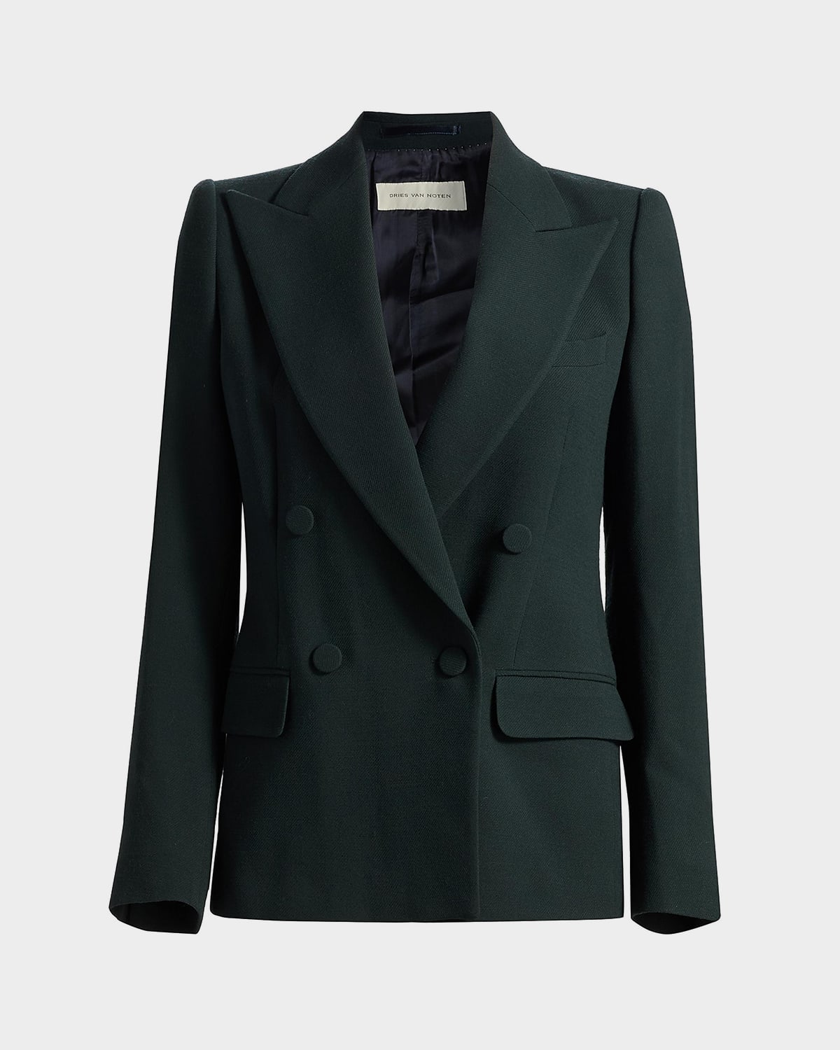 Dries Van Noten Beaura Double-breasted Wool Jacket In Green