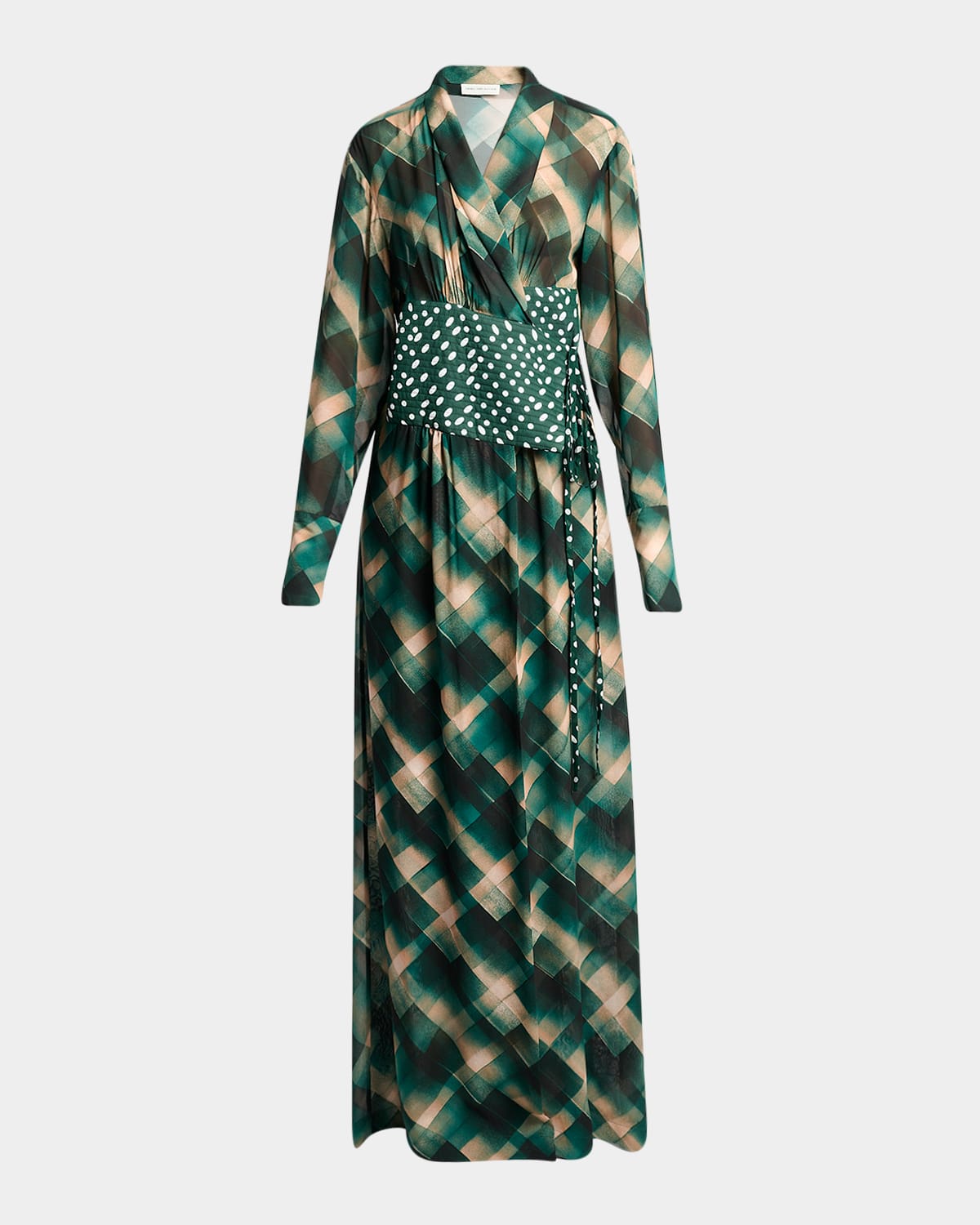 Dries Van Noten Cebeau Wrap Maxi Shirtdress In Multi