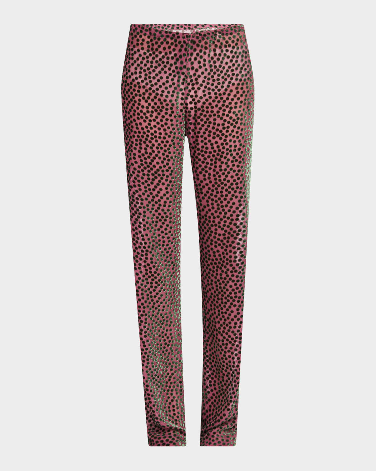 Dries Van Noten Pachas Flocked Dot Straight-leg Pants In Pink