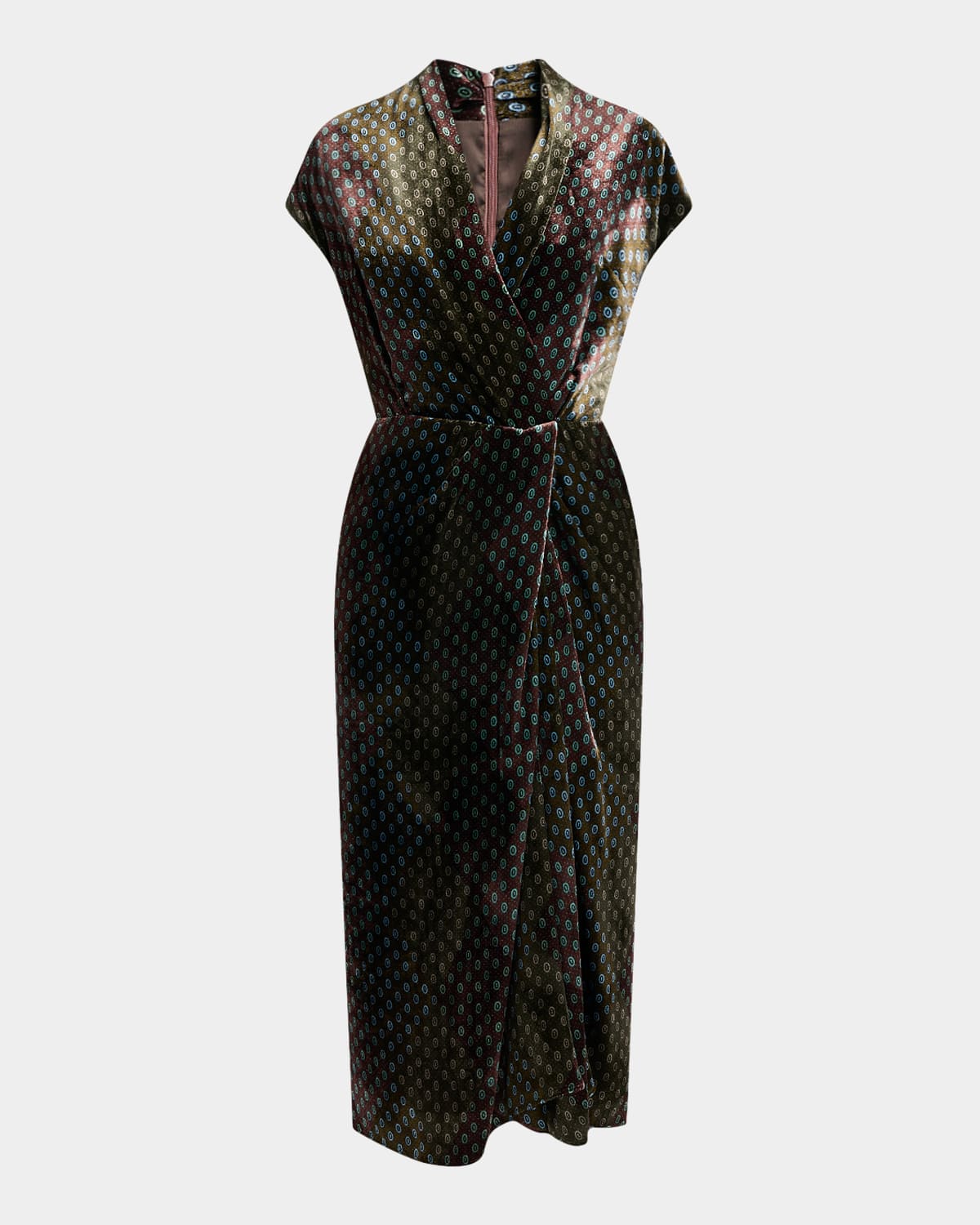 Dries Van Noten Dilian Silk Wrap Midi Dress In Brown