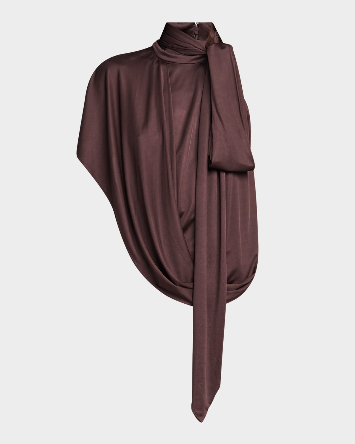 Dries Van Noten Huresta Asymmetric Draped Blouse In Brown