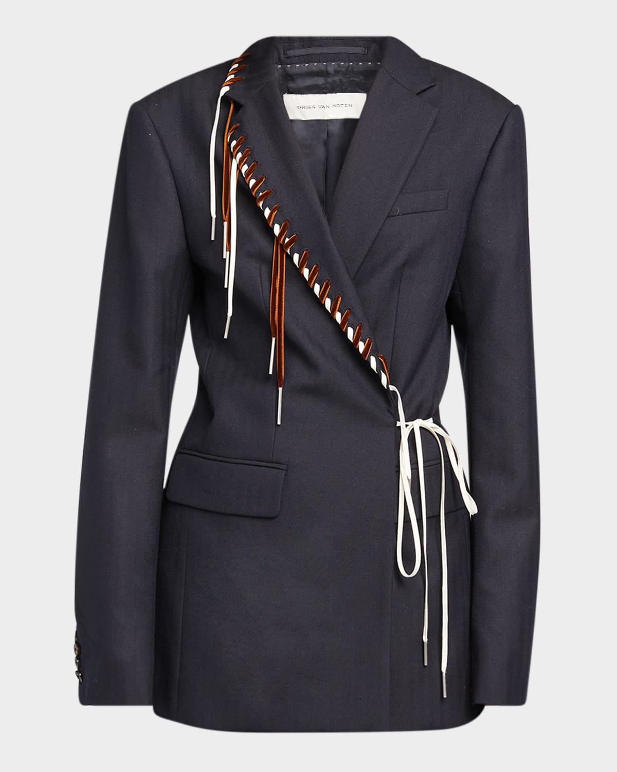 Dries Van Noten Baftan Long Sleeve Notched Lapel Jacket In Black
