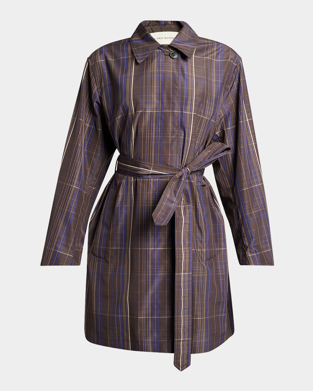Dries Van Noten Ramblasa Check Belted Trench Coat