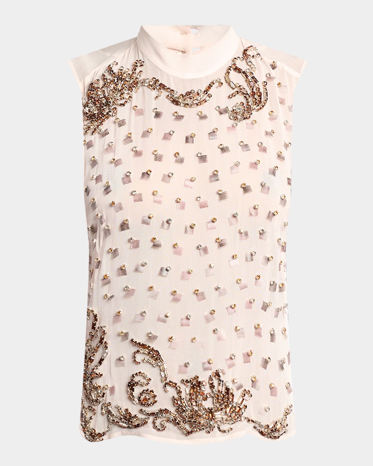 Dries Van Noten Carmasa Top With Keyhole Neck And Tie Detail In Multi