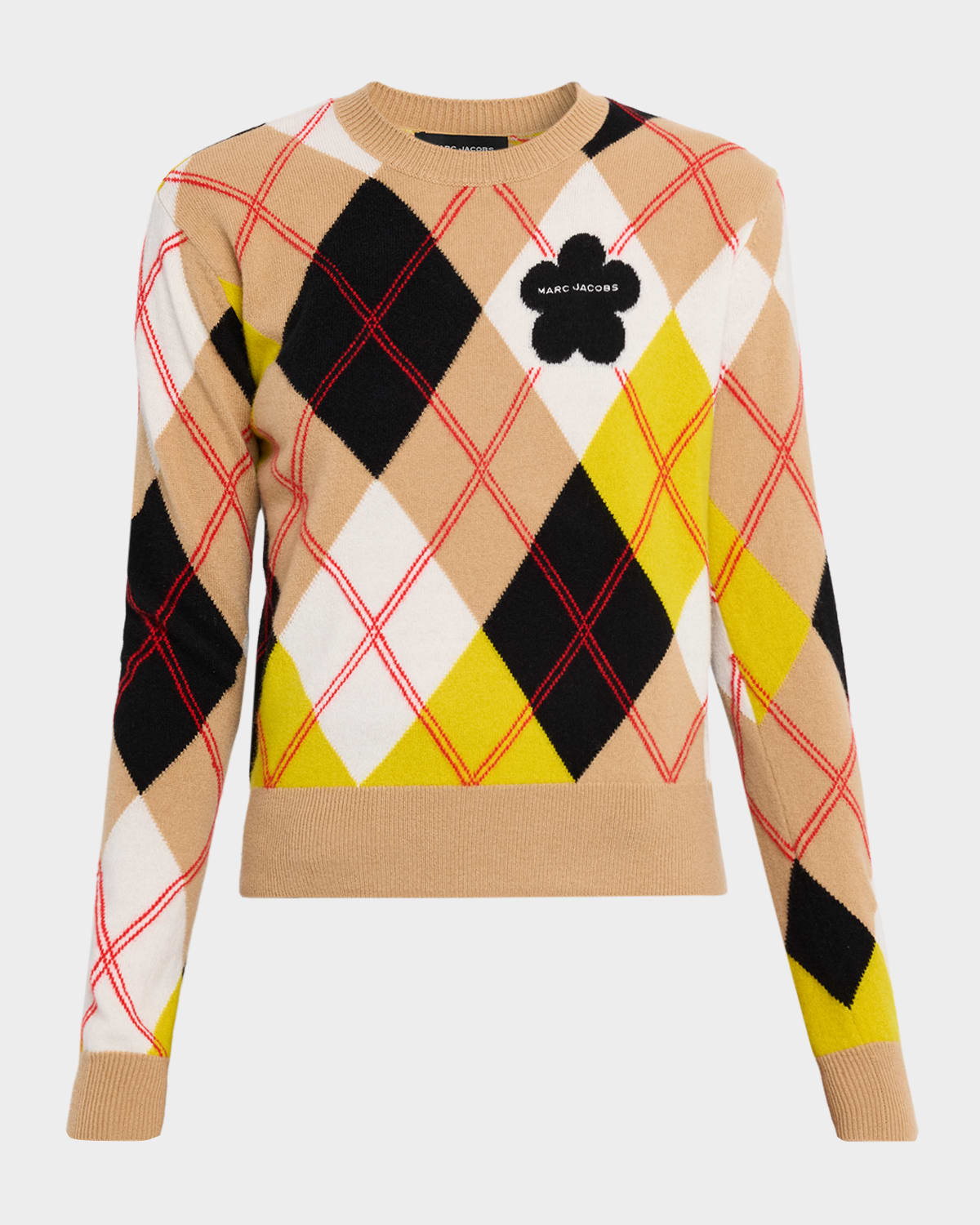 Marc Jacobs Preppy Daisy Argyle Crewneck Joy Yellow Multi In Multi