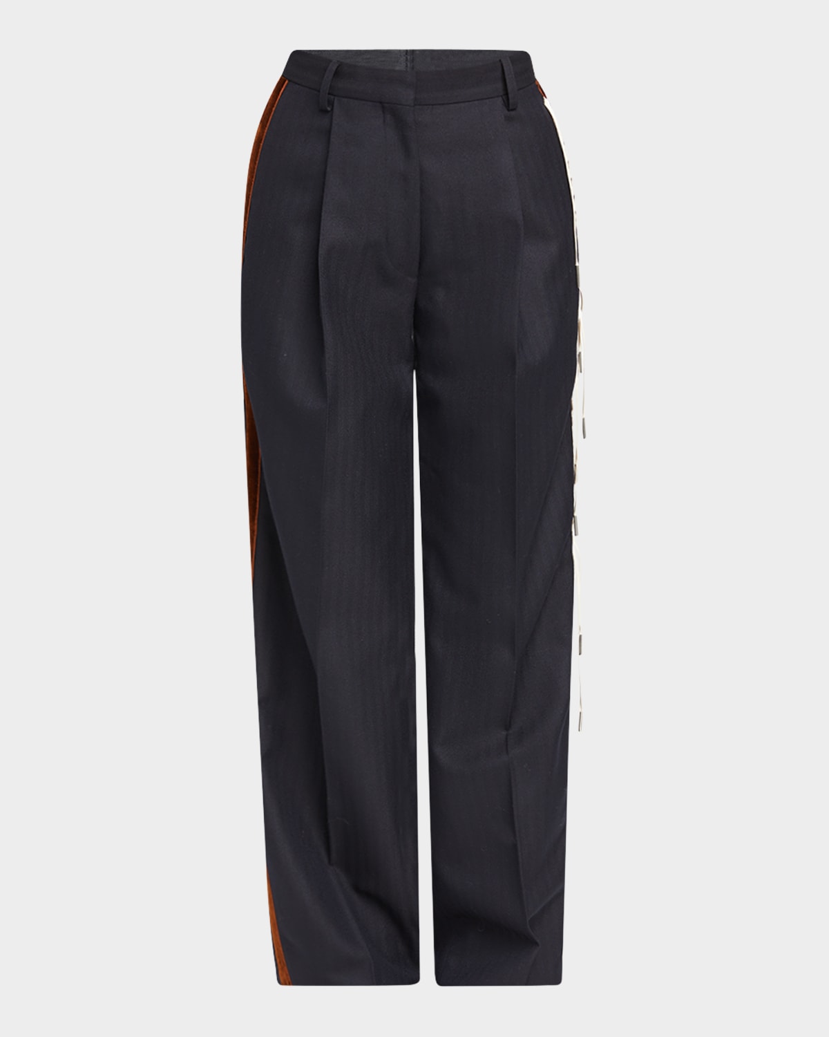 Dries Van Noten Embellished Tuxedo Pants In Blue