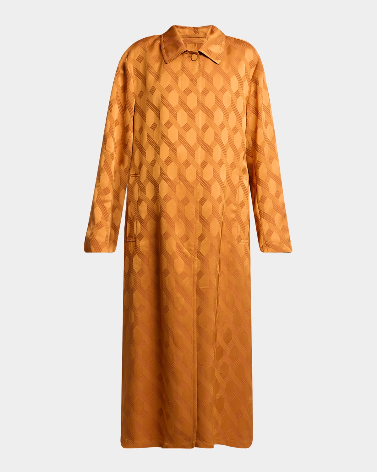 Dries Van Noten Raltonas Silk Jacquard Single-breasted Coat In Orange