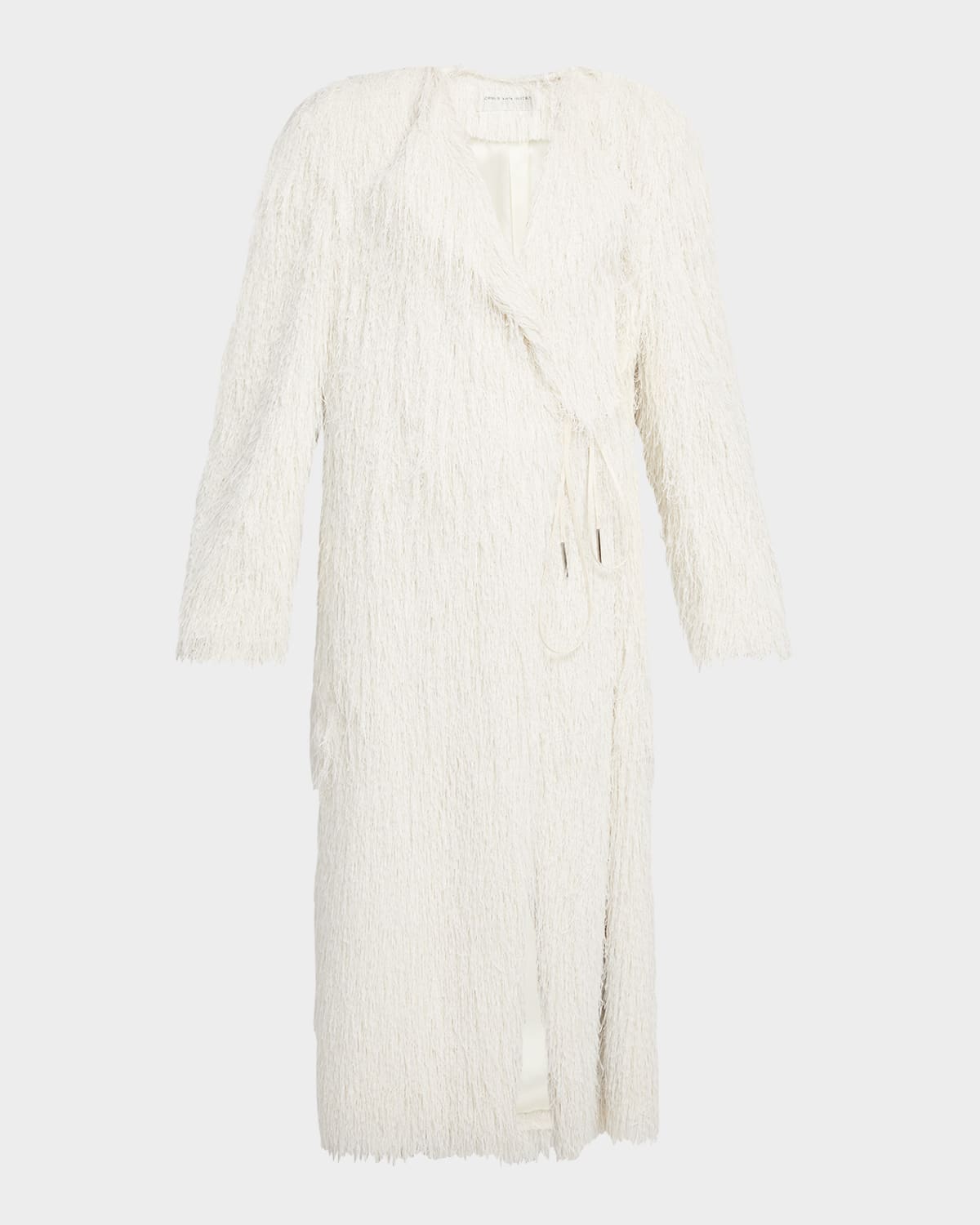 Dries Van Noten Rivla Fringe Wrap Coat In White