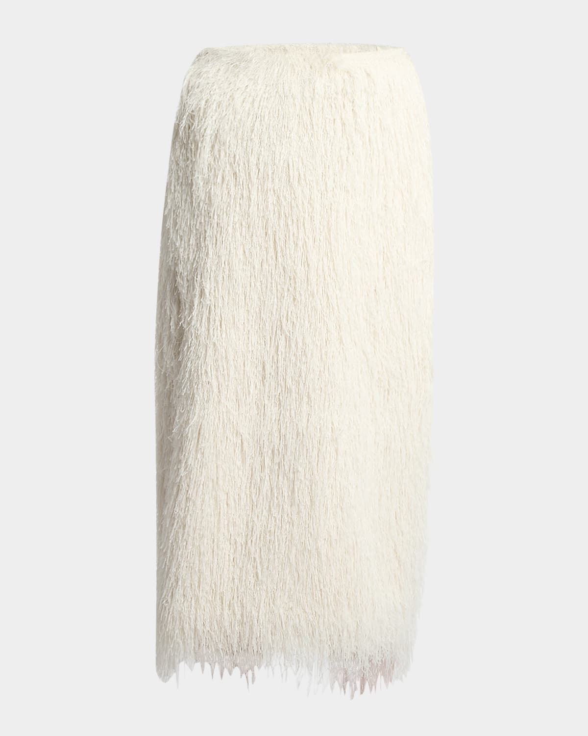 Dries Van Noten Sokna Fringed Midi Skirt In White