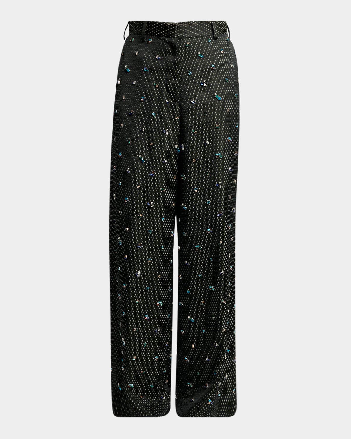 Dries Van Noten Embellished Wide-leg Pants In Black