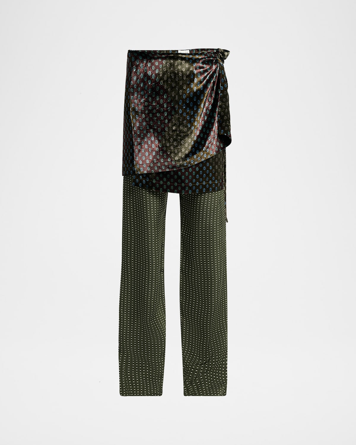 Dries Van Noten Pritty Skirt Overlay Wide-leg Pants In Brown