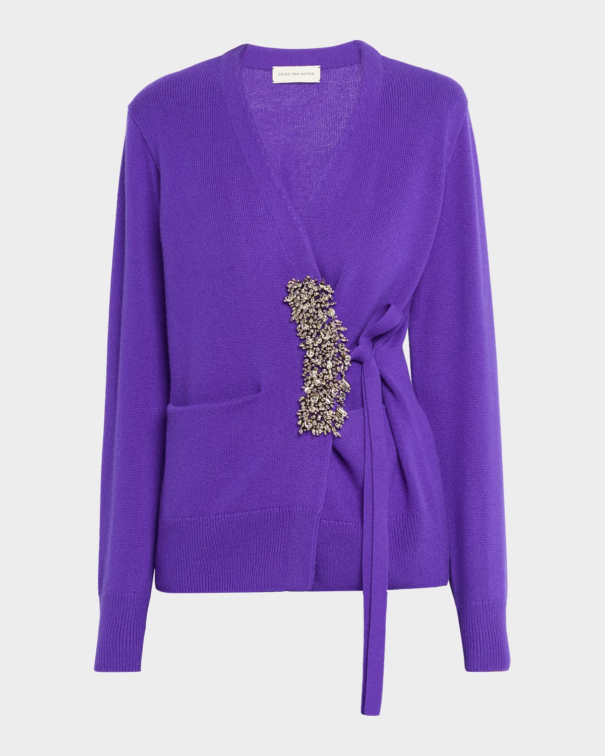 Dries Van Noten Tiah Beaded Cashmere Wrap Cardigan