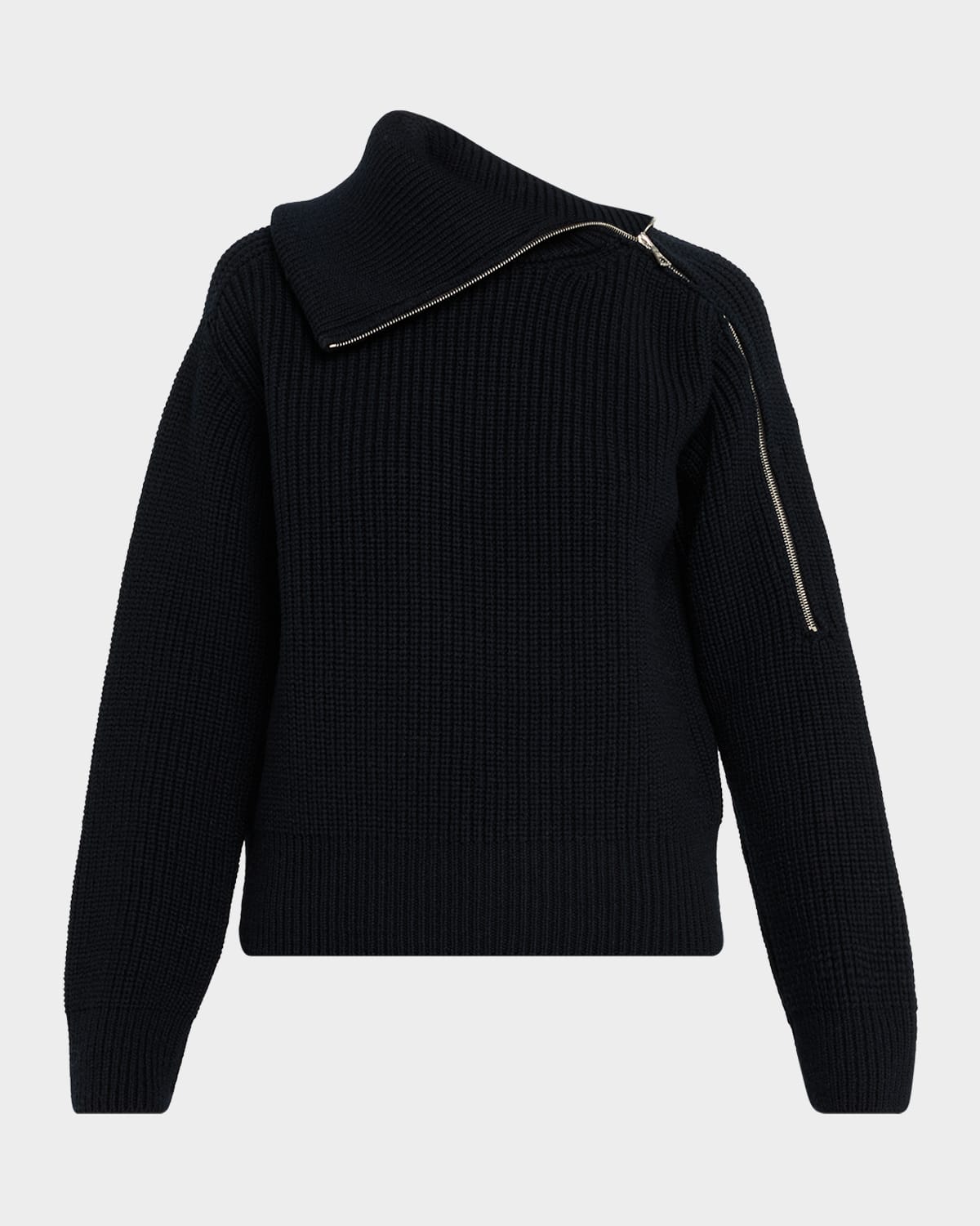 Dries Van Noten Talim Zipped Wool Turtleneck Sweater In Black
