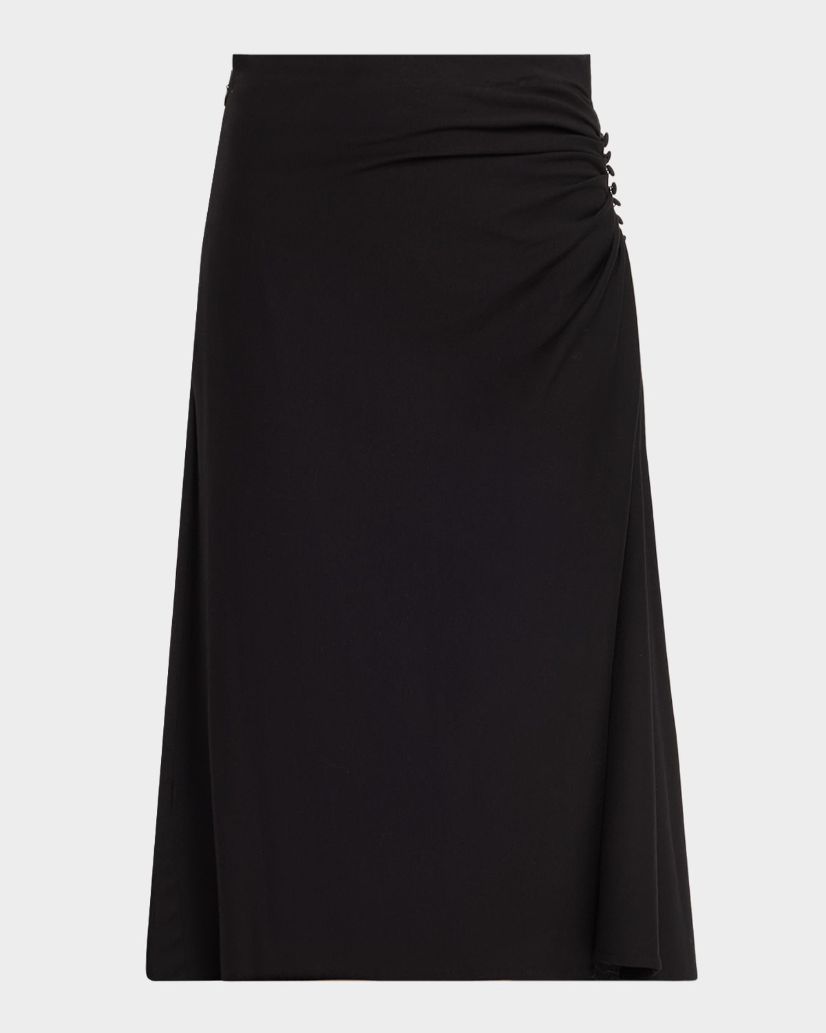 Dries Van Noten Hevira Ruched A-line Midi Skirt In Black