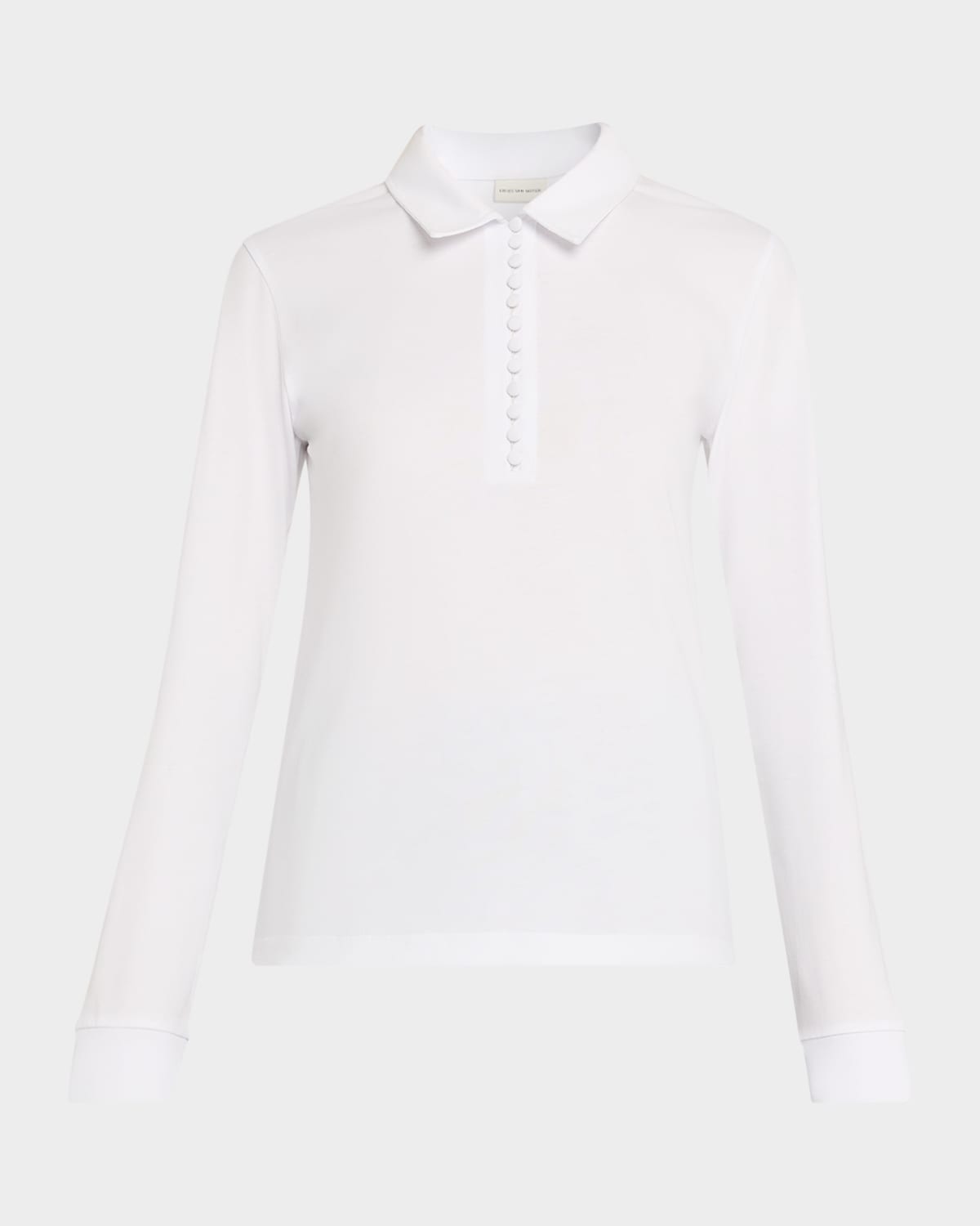 Dries Van Noten Herst Long-sleeve Polo Shirt In White