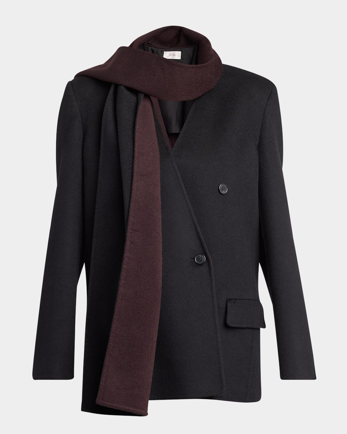 The Row Calitra Cashmere Double-breasted Scarf Jacket In Black