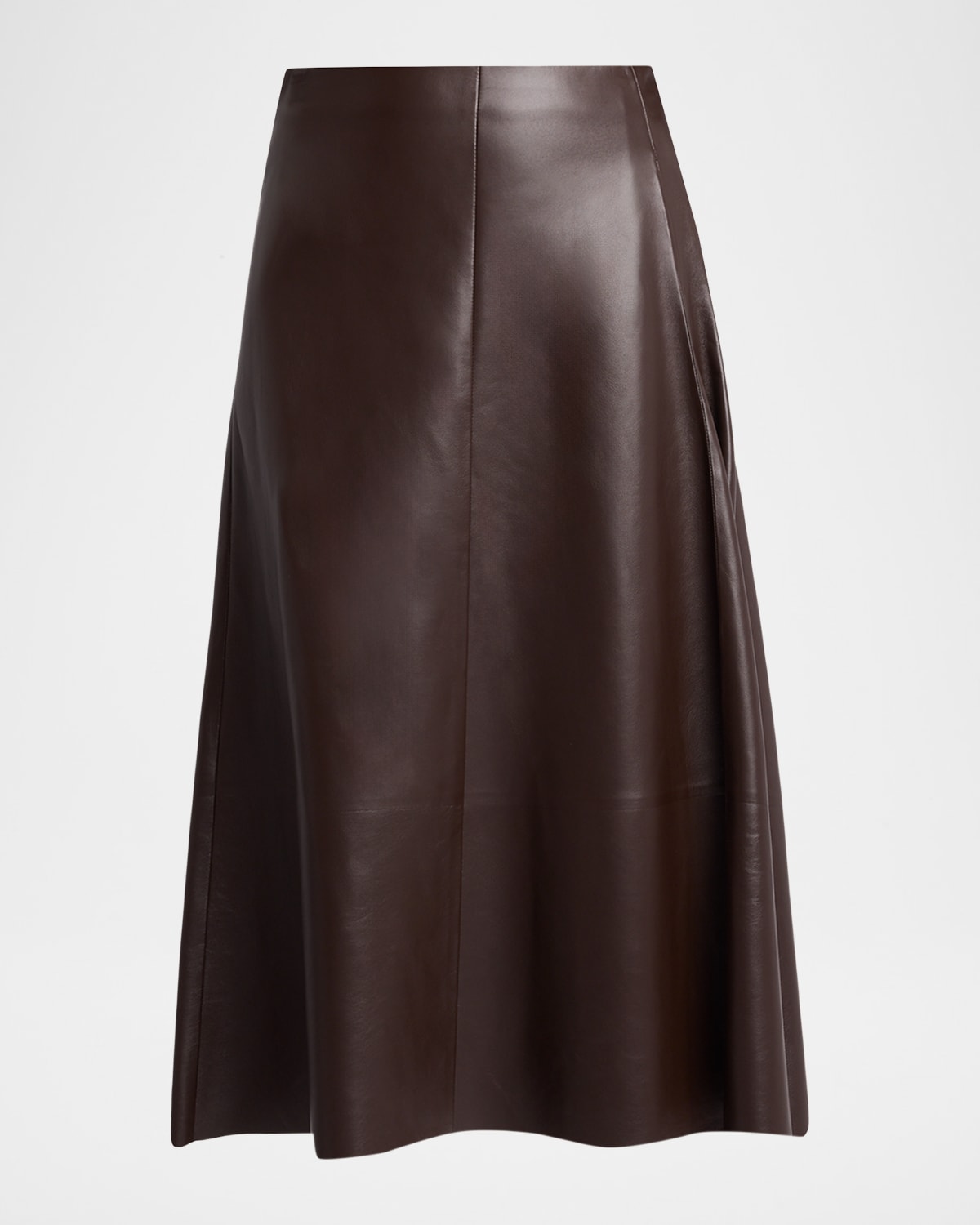The Row Hedora Leather Midi Skirt In Brown