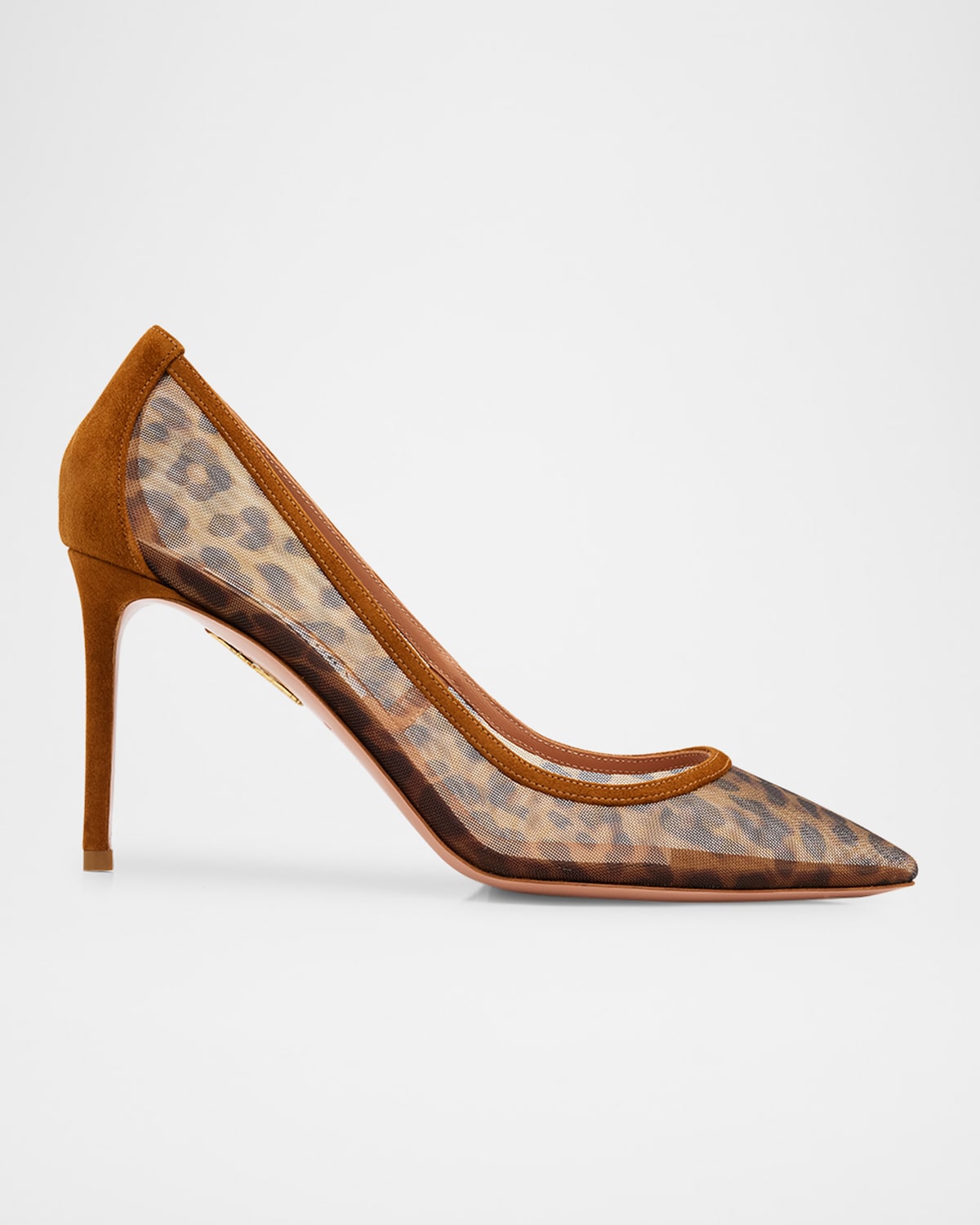 Aquazzura 85mm Leopard Mesh And Suede Pumps In Brown