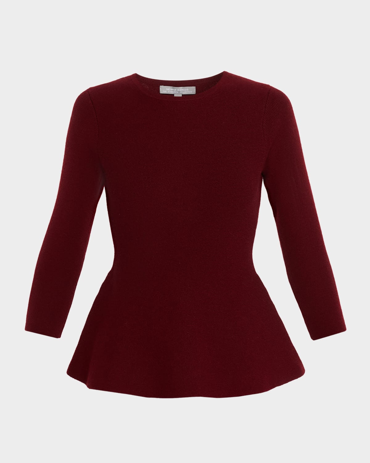 Neiman Marcus Cashmere Peplum Sweater In Red