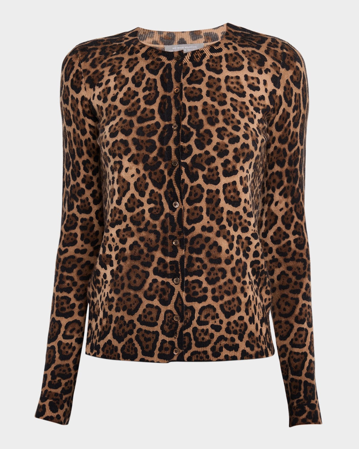 Neiman Marcus Cashmere Jaguar-print Cardigan In Multi