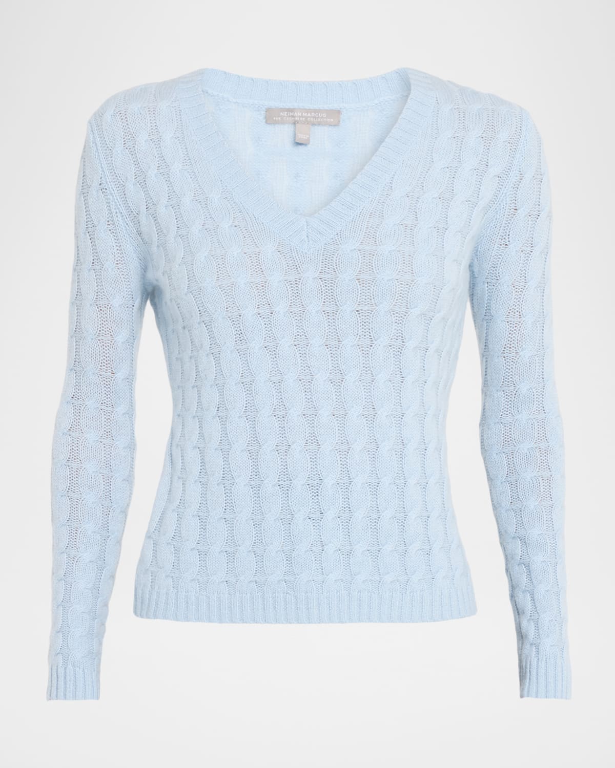 Neiman Marcus Cashmere Cable-knit Sweater In Blue