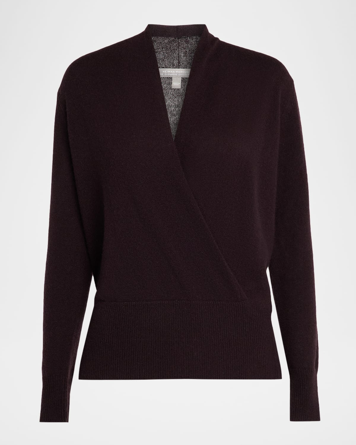 Neiman Marcus Cashmere Faux Wrap Sweater In Purple