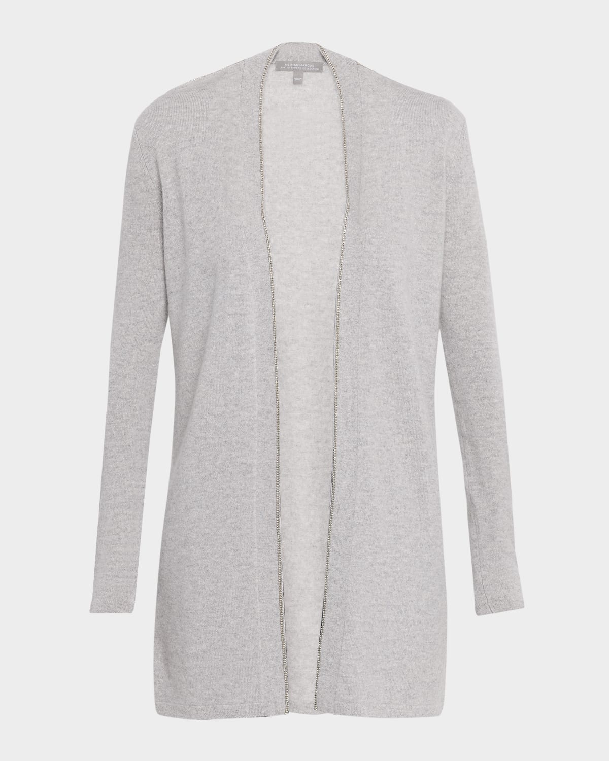 Neiman Marcus Cashmere Duster Cardigan With Chain Detail In Gray