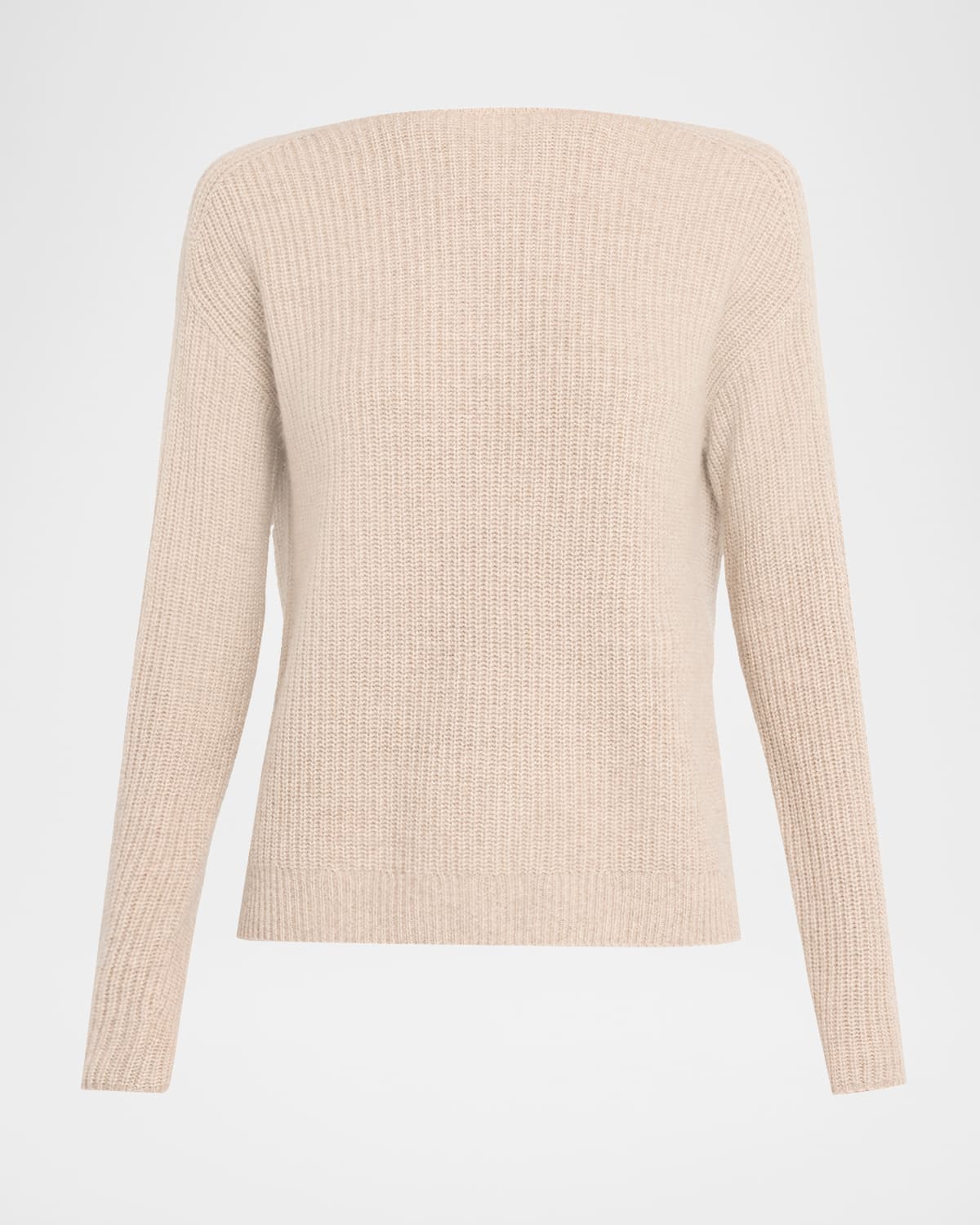 Neiman Marcus Cashmere Boat-neck Shaker Rib Sweater In Neutral