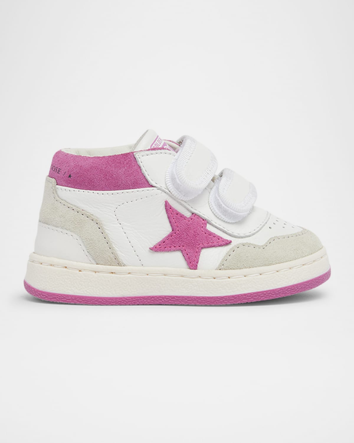 Golden Goose Girl's June Basket Mixed-leather Grip-strap Sneakers, Baby/toddler In White