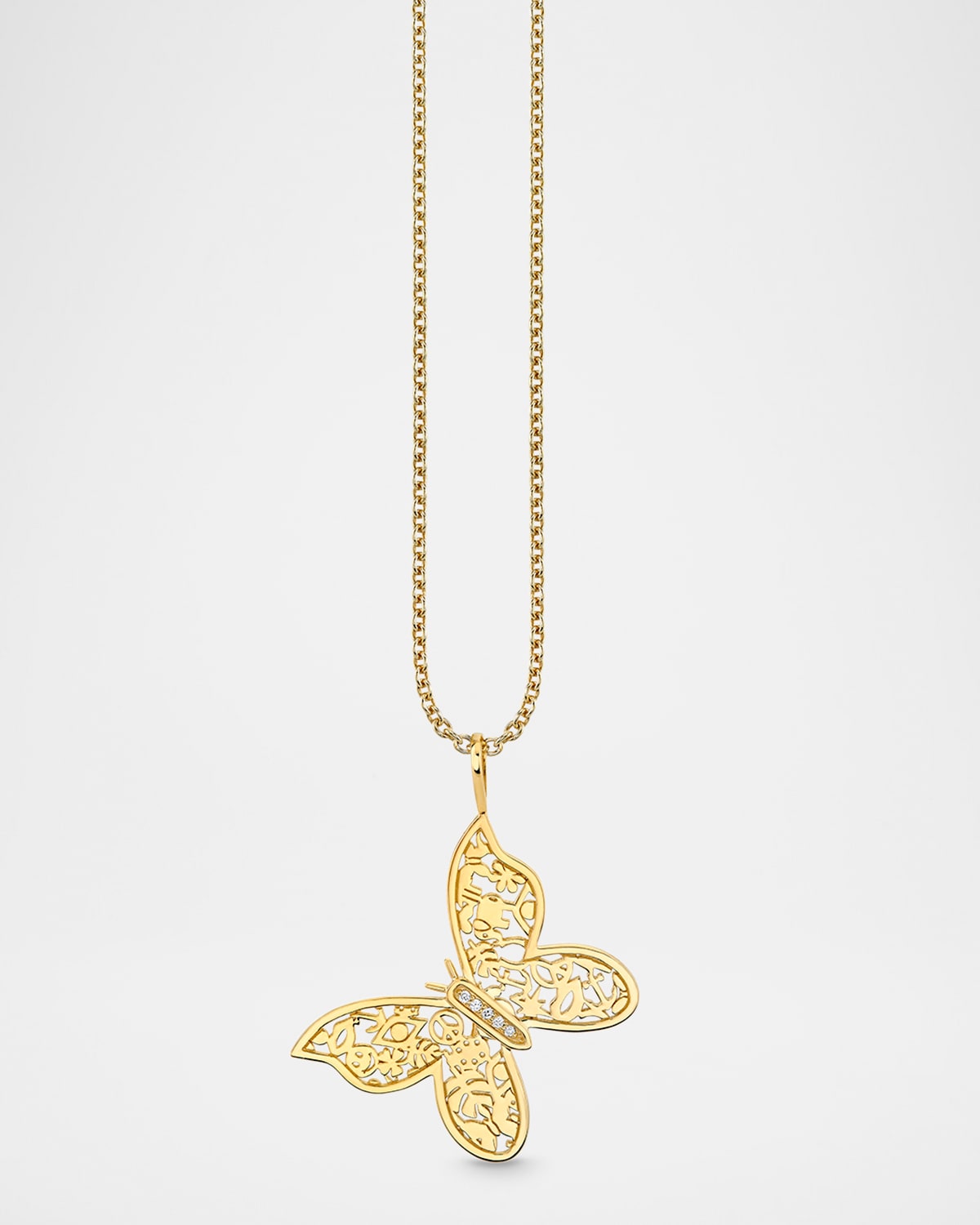 14K Icon Wallpaper Butterfly Charm on Heavy Tiffany Chain Necklace