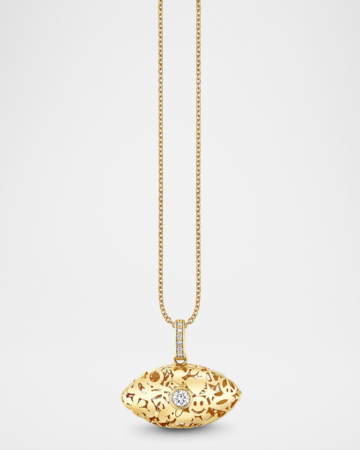 14K Icon Wallpaper Marquis Eye Charm on Heavy Tiffany Chain Necklace