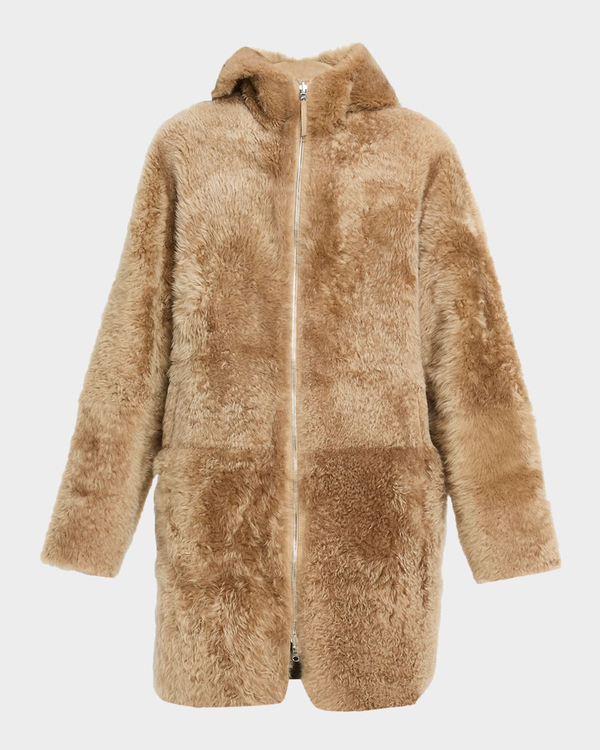 Utzon Joli Reversible Hooded Teddy Jacket In Brown