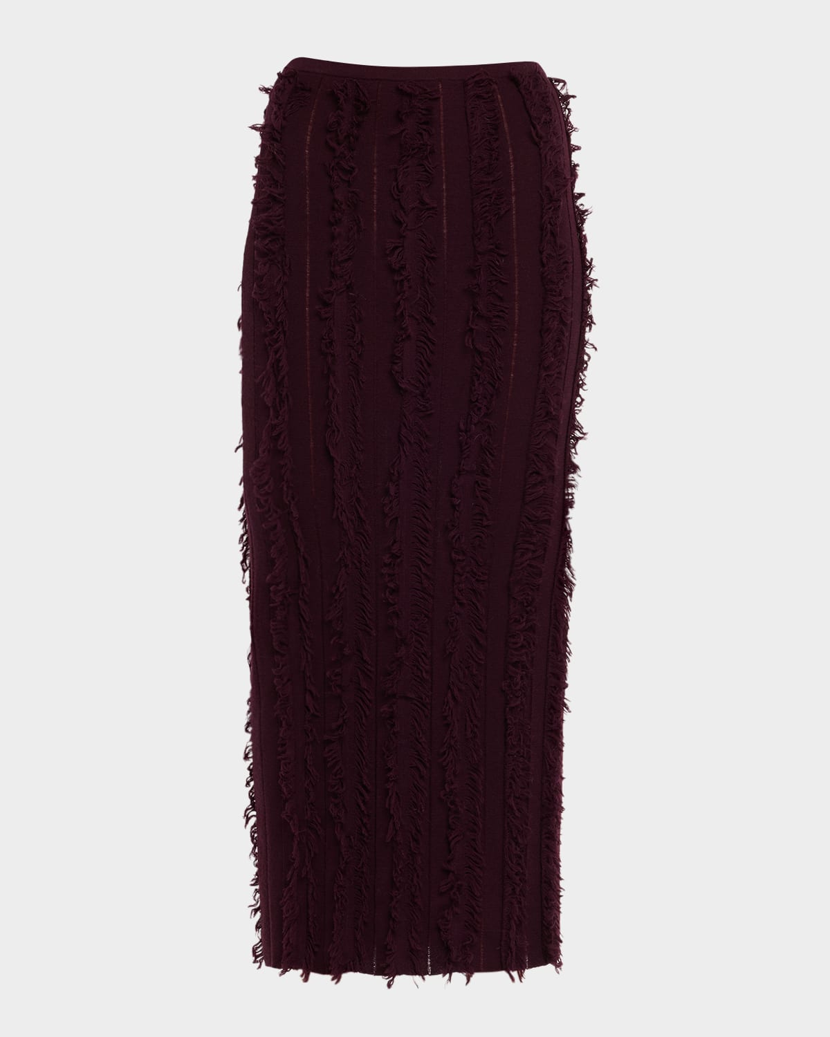 Zankov Evangeline Fringed Knit Maxi Pencil Skirt In Brown