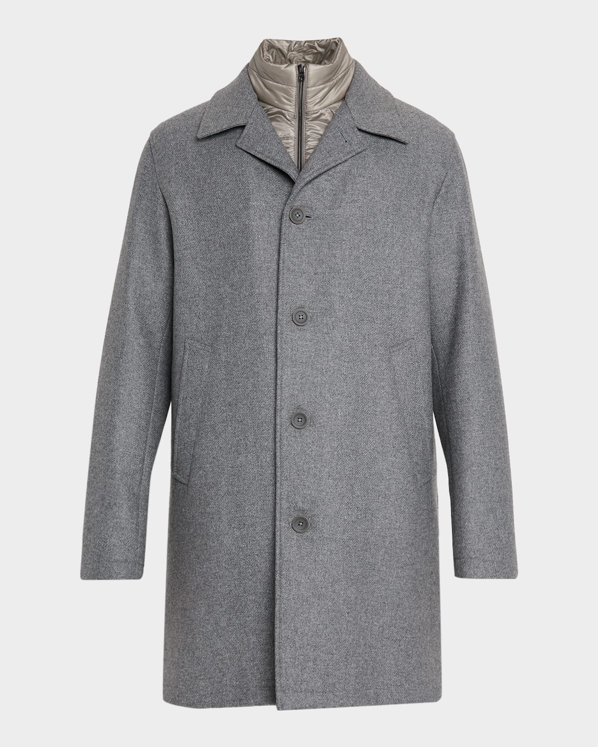 Herno Men's Car Coat With Bib In Gray
