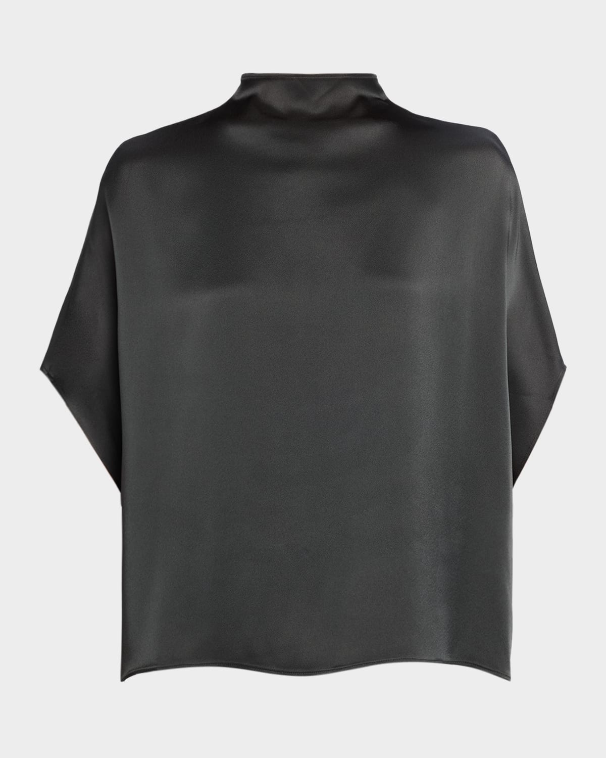 Lapointe Fluid Mock-neck Satin Cape Tee In Green